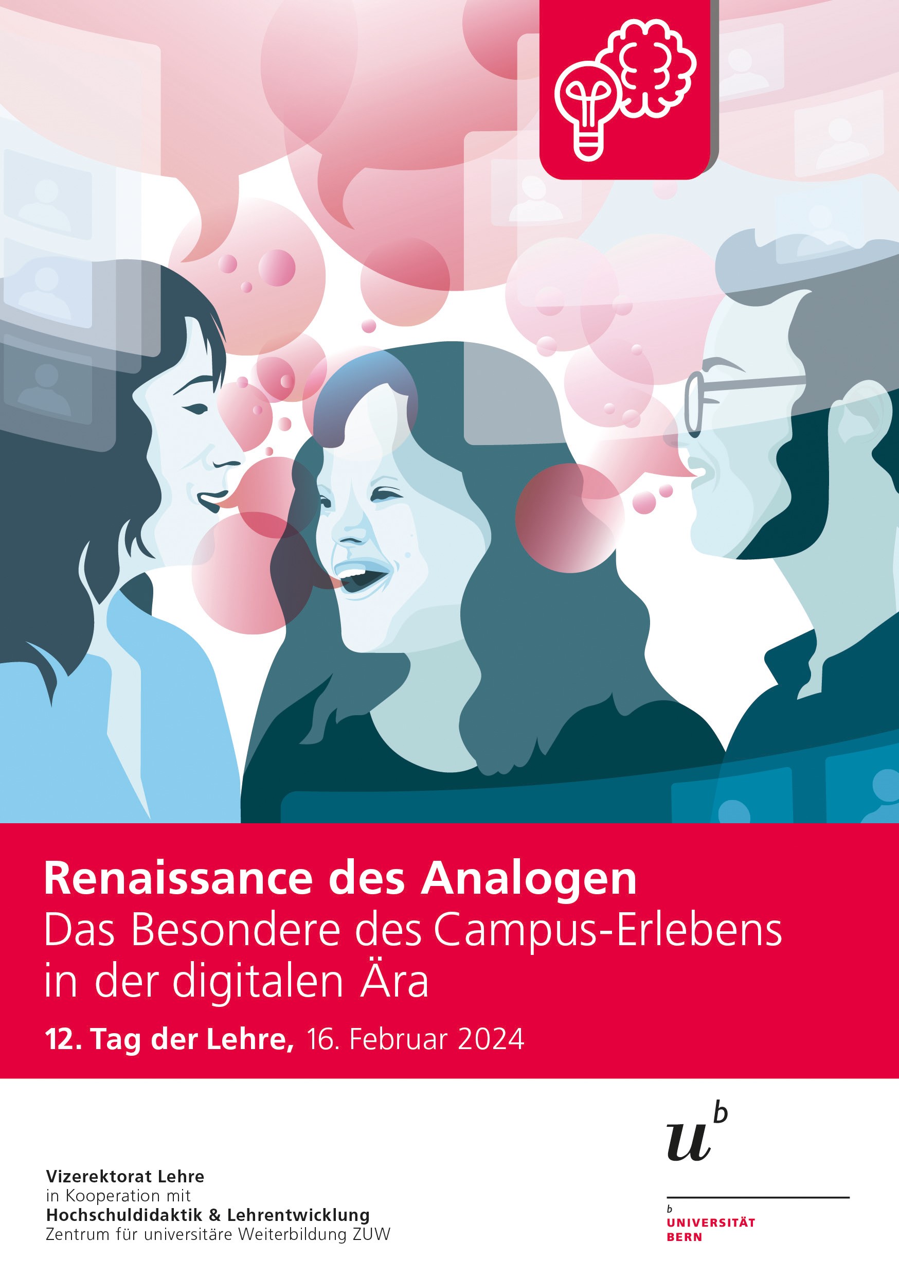 Eine Grafik mit abgebildeten Menschen die mit rosa Sprechblasen kommunizieren